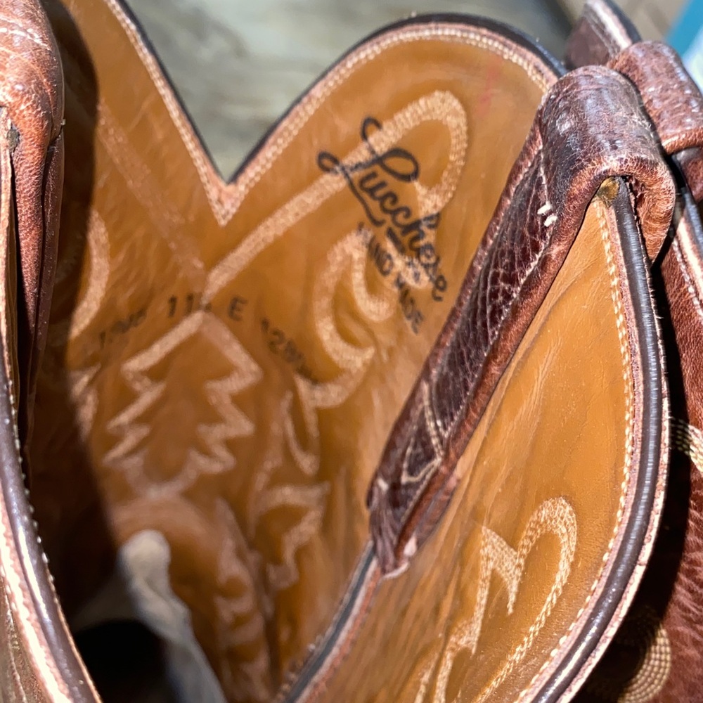 Vintage Lucchese Mens Western Cowboy Boots in Brown Leather - Picture 4 of 14
